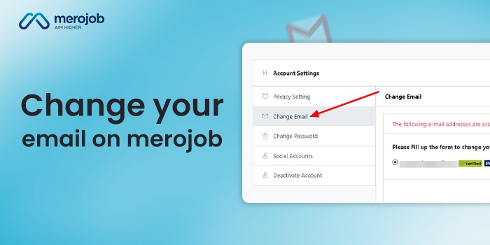 How to change the primary email address  for your merojob account