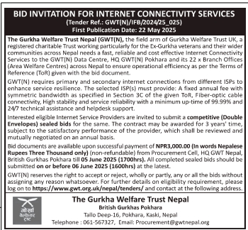 Bid Invitation For Internet Connectivity Services