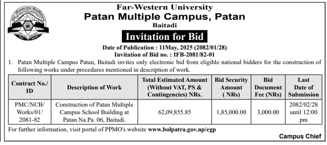 Invitation for Bid for Construction of School Building