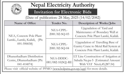 Invitation for Electronic Bids Of Construction Work