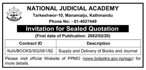 Invitation for Sealed Quotation For Supply And Delivery Of Books And Journal