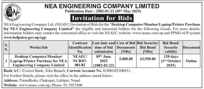 Invitation for Bids for Procurement and Supply of Desktop Computer / Monitor / Laptop / Printer