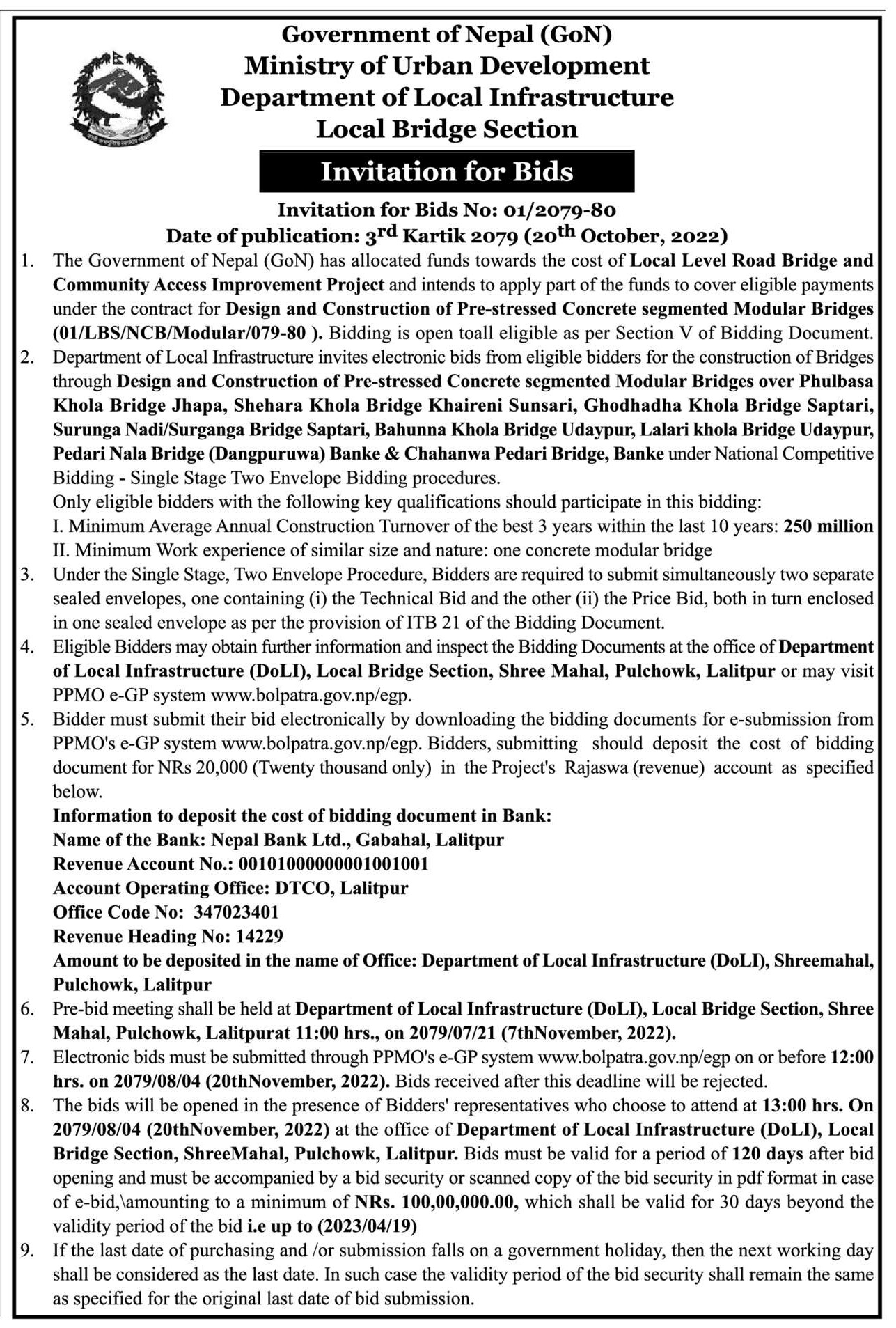 The Local Level Road Bridge and Community Access Improvement Project