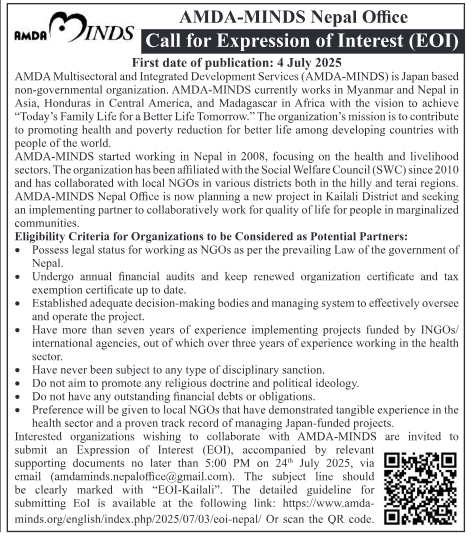 Expression Of Interest (Eoi) For Implementing Partner In Kailali District