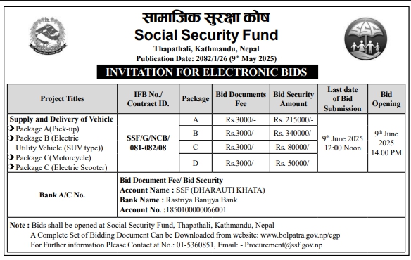 Invitation for Electronic Bids for Supply and Delivery of Vehicle