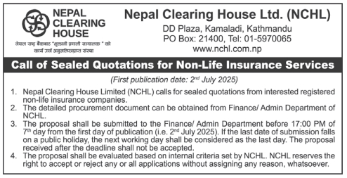 Call Of Sealed Quotations For Non-life Insurance Services