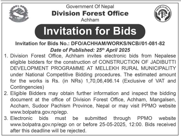 Invitation for Bids for the Construction Of Jadibutti Development Programme At Mellekh Rural Municipality
