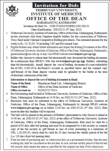 Invitation For Bids For Construction Of Walkway Truss Shed