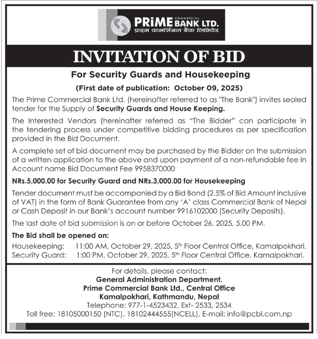 Invitation for Bid for Security Guards and Housekeeping