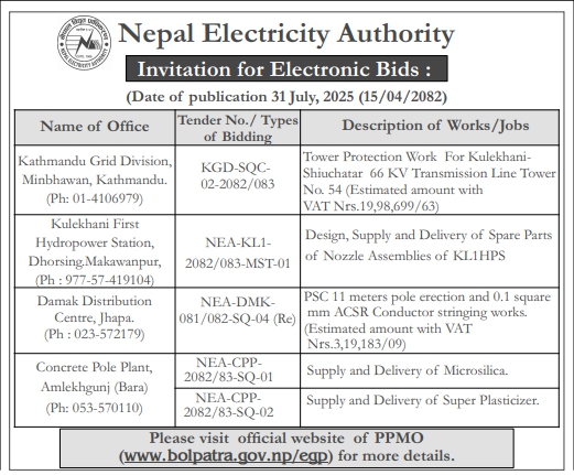 Invitation For Electronic Bids For Multiple Works And Supply Contracts