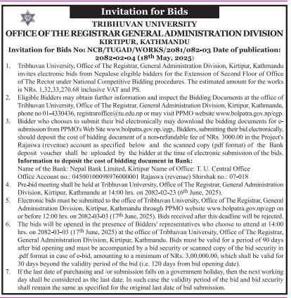 Invitation for Bids for the Extension of Second Floor of Office of The Rector
