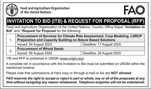 Invitation For Bid For Procurement Of Wheat Seeds And Climate Risk Assessment Services