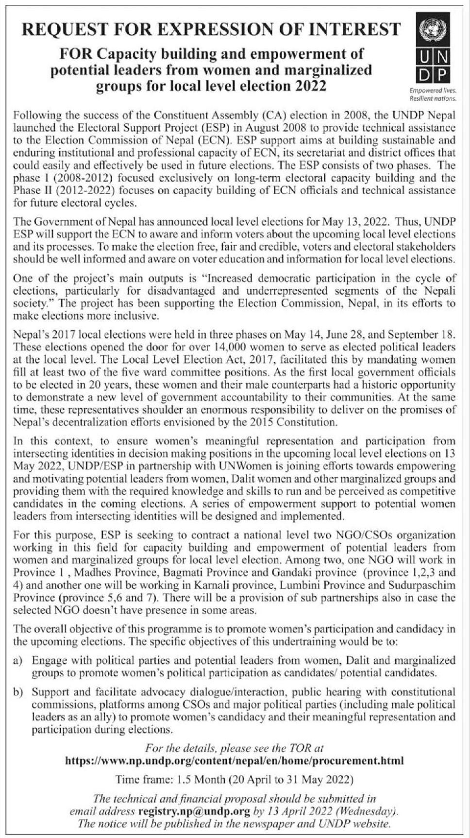 Capacity building and empowerment of potential leaders from women and marginalized groups for local level election 2022