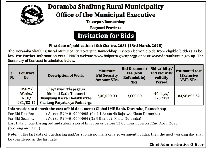 Invitation for Bids for Construction of Footpath