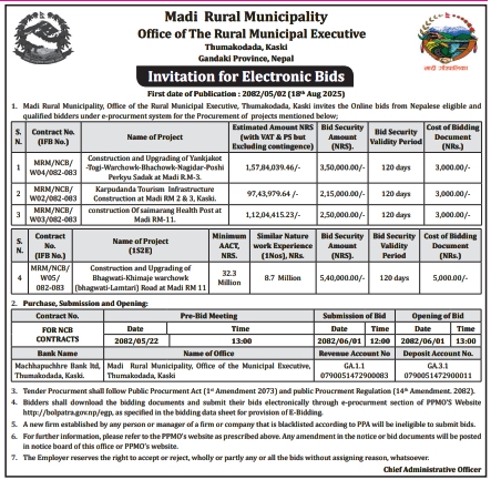 Invitation For Electronic Bids For Construction And Infrastructure Projects