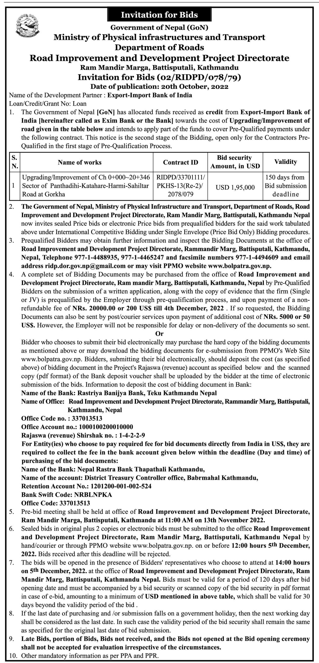 Upgrading/Improvement of Panthadini-katahare-Harmi-Sahiltar Road at Gorkha