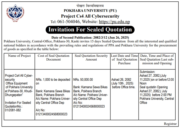 Invitation For Sealed Quotation For Project Cs4: All Cybersecurity For Office Equipment
