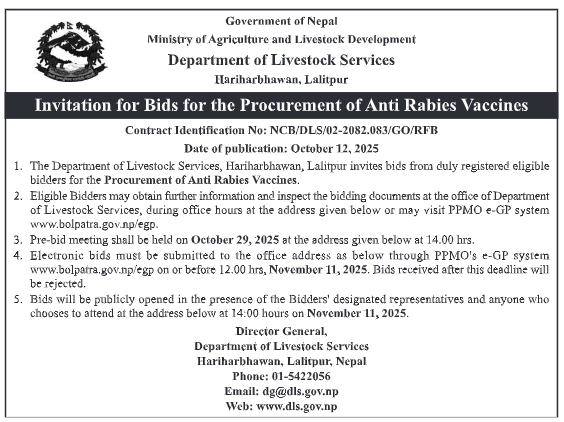Invitation For Bids For The Procurement Of Anti-rabies Vaccines