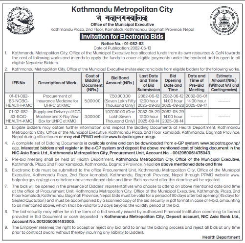 Invitation For Electronic Bids For Construction Works