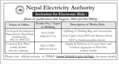 Invitation For Electronic Bids For Geological And Supply Works