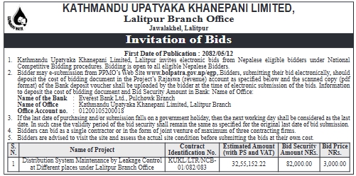 Invitation For Bids For Distribution System Maintenance