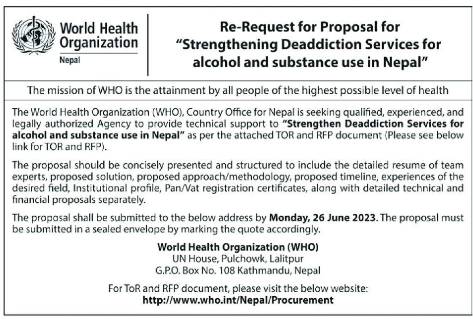 "Strengthening Deaddiction Services for alcohol and substance use in Nepal"