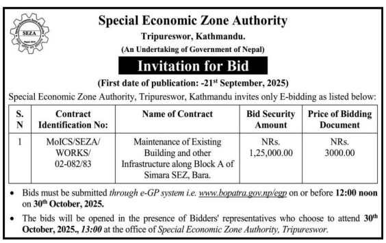 Invitation For E-bids For Maintenance Of Existing Building And Infrastructure At Block A