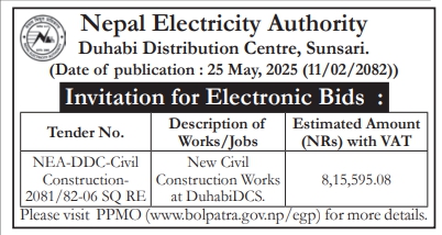 Invitation For Electronic Bids For New Civil Construction- Construction Works At Duhabidcs.