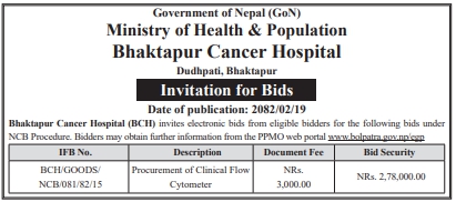 Invitation for Bids For Procurement of Clinical Flow Cytometer
