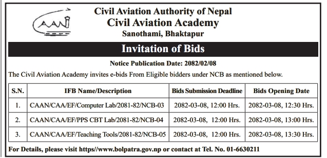 Invitation Of Bids For Supply, Delivery, Installation And Testing Of Computer Lab For Examination And Training Activities