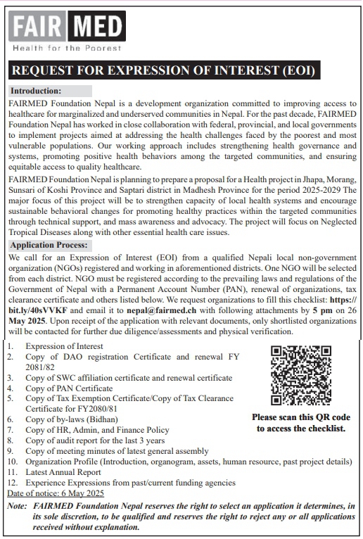 REQUEST FOR EXPRESSION OF INTEREST