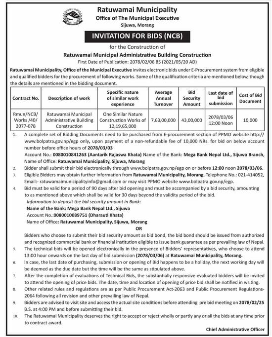 Job tender building and consruction. nsw