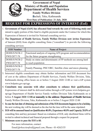 Functional analysis of ongoing AFS program, Study on status and determinants of FP methods and Family Planning-PHC/ORC, Satellite clinic and micro planning