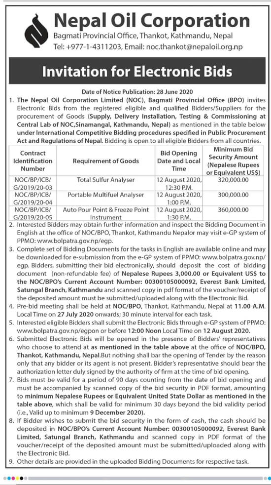 Procurement of Goods (Supply, Delivery Installation, Testing & Commissioning)