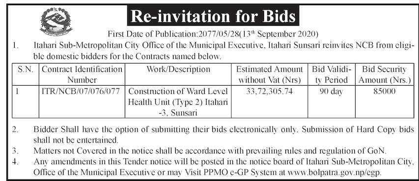 Construction of Ward Level Health Unit (Type 2)