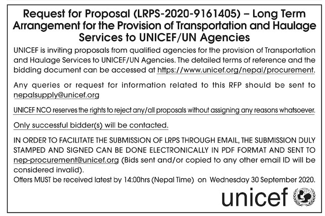 Provision of Transportation and Haulage Services to UNICEF/UN Agencies