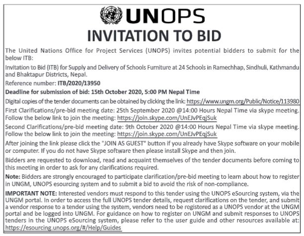 Supply and Delivery of Schools Furniture at 24 Schools in Ramechhap, Sindhuli, Kathmandu and Bhaktapur Districts, Nepal