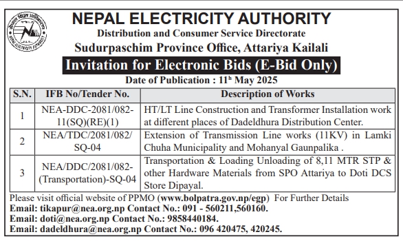 Invitation for Electronic Bids for HT/LT Line Construction and Transformer Installation Work