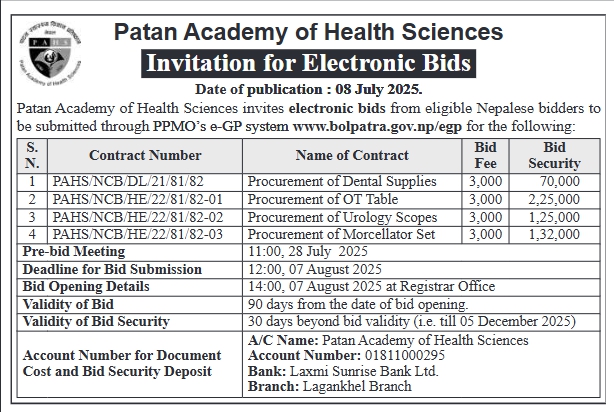Invitation For Electronic Bids For Procurement Of Medical Equipment And Supplies