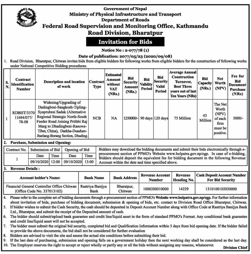 Widening / Upgrading of Roads