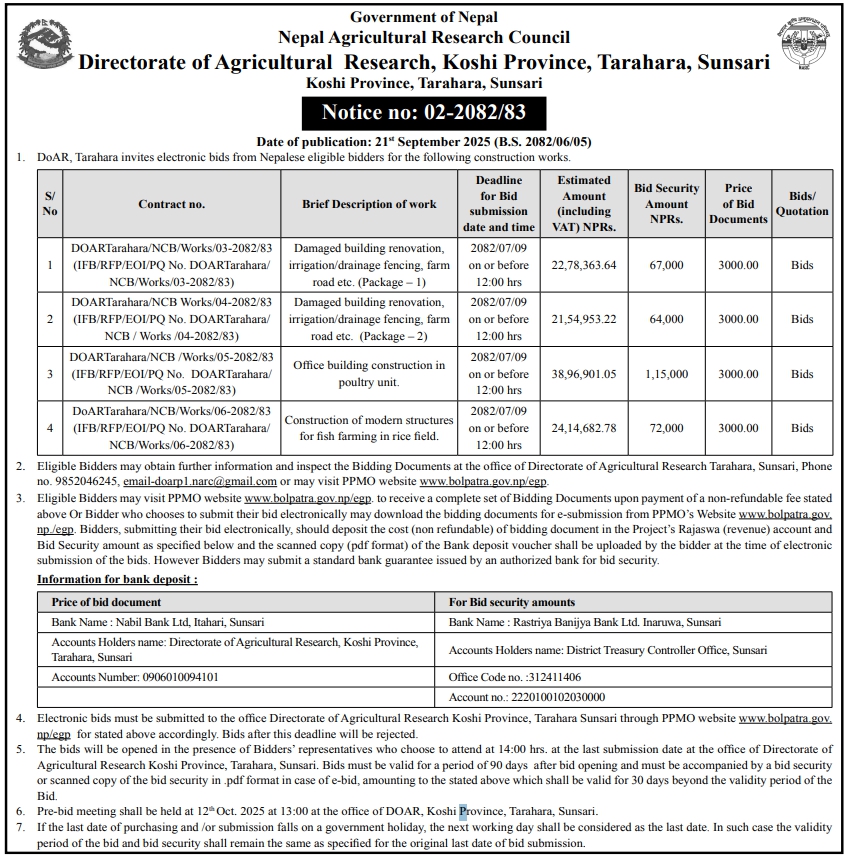Invitation For Electronic Bids For Construction And Renovation Works