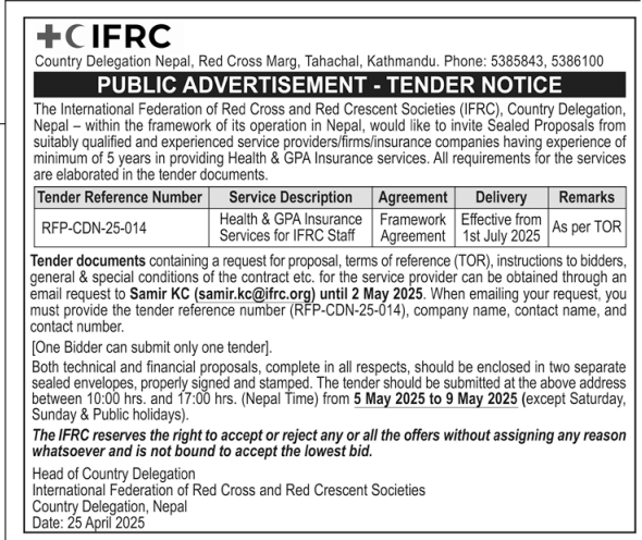 Tender Notice - Health and GPA Insurance Services