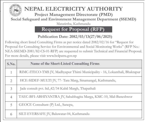 Request For Proposal (RFP) For Environmental And Social Monitoring Services