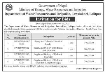 Invitation For Bid For Supply And Delivery Of Construction Equipment
