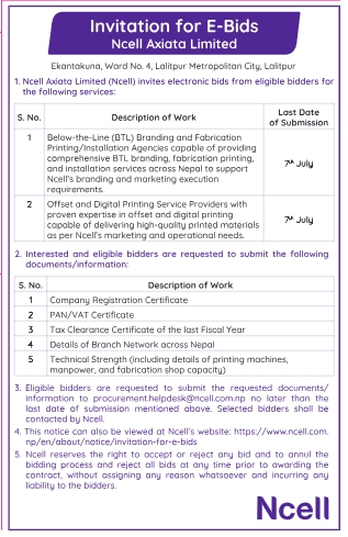 Invitation For Electronic Bids For Branding, Printing, And Installation Service