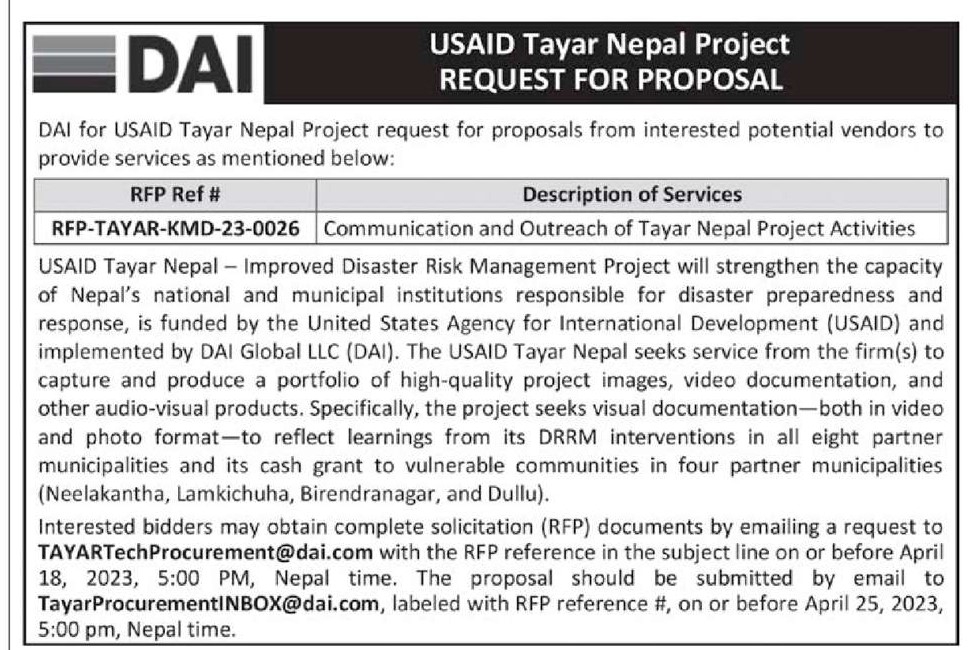 Communication and Outreach of Tayar Nepal Project Activities