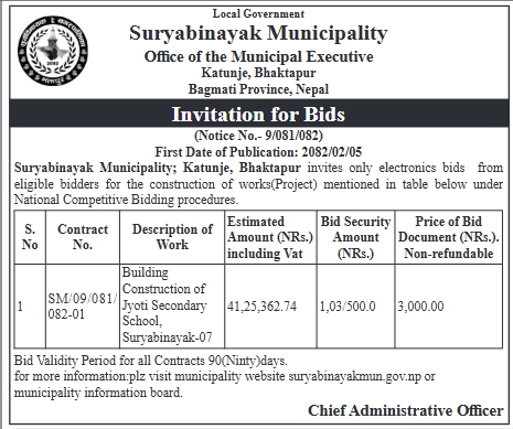 Invitation for Bids For The Construction of Building