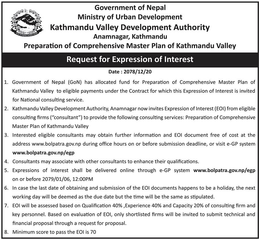 Preparation of Comprehensive Master Plan of Kathmandu Valley