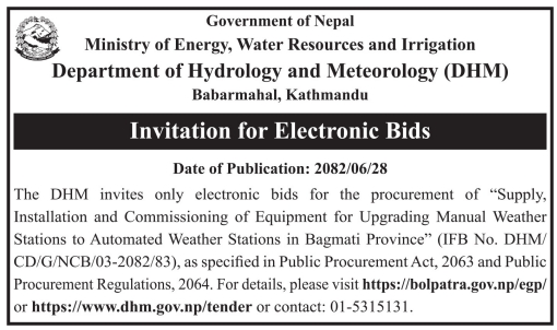 Invitation For Bids For Supply, Installation And Commissioning Of Equipment For Upgrading Manual Weather Stations To Automated Weather Stations