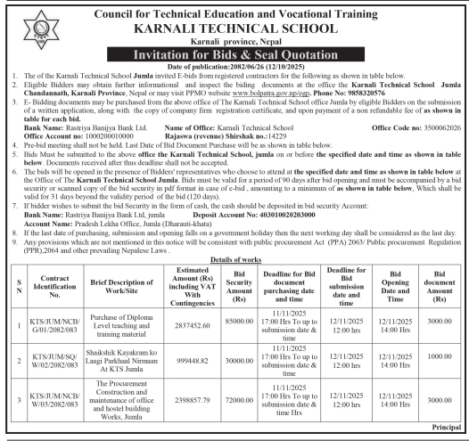 Invitation for Bids For Sealed Quotation